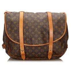 Louis Vuitton Vintage Vintage Bags-- Monogram Saumur 43 Bag - Brown - Monogram Canvas and Vachetta Leather Handbag - Luxury High Quality - Avvenice