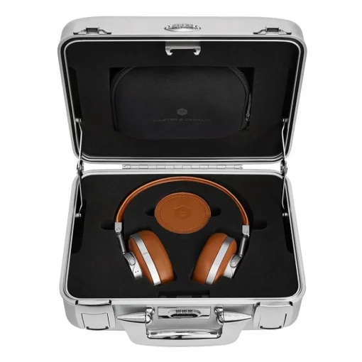Master & Dynamic Audio|Audio-Master & Dynamic - MW60 - Halliburton Case - Silver Metal / Brown Leather - Premium High Quality Wireless Over-Ear Headphones - Avvenice