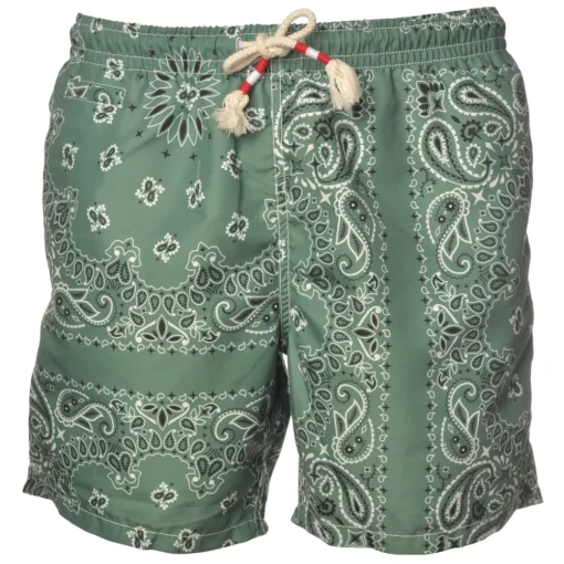 MC2 Saint Barth Swimwear-- Boxer Swimsuit in Bandana Pattern - Green - Luxury Exclusive Collection - Avvenice