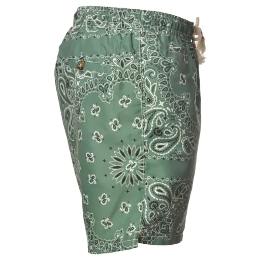 MC2 Saint Barth Swimwear-- Boxer Swimsuit in Bandana Pattern - Green - Luxury Exclusive Collection - Avvenice