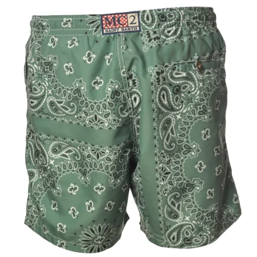 MC2 Saint Barth Swimwear-- Boxer Swimsuit in Bandana Pattern - Green - Luxury Exclusive Collection - Avvenice