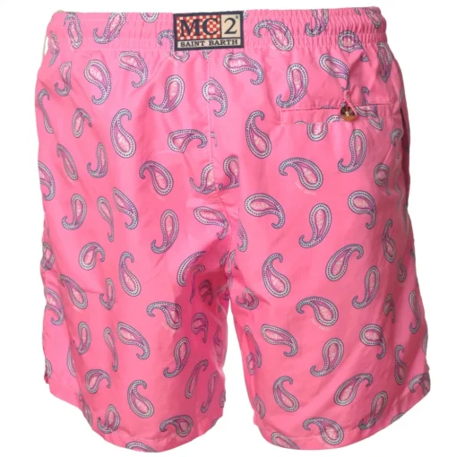 MC2 Saint Barth Swimwear-- Boxer Swimsuit in Cashmere Pattern - Fuxia - Luxury Exclusive Collection - Avvenice