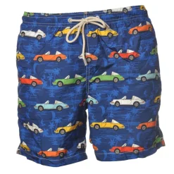 MC2 Saint Barth Swimwear-- Boxer Swimsuit in Cabrio Cars Pattern - Blue - Luxury Exclusive Collection - Avvenice