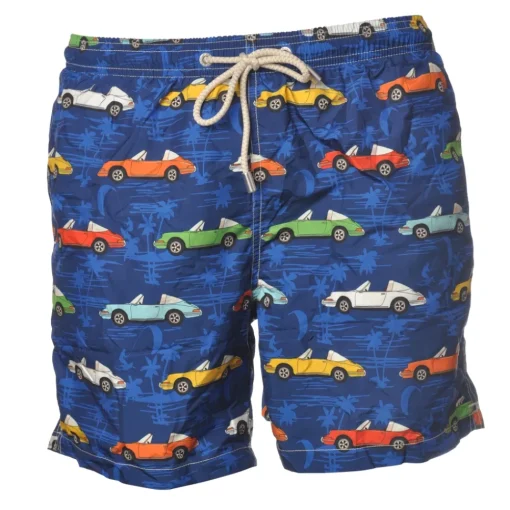 MC2 Saint Barth Swimwear-- Boxer Swimsuit in Cabrio Cars Pattern - Blue - Luxury Exclusive Collection - Avvenice