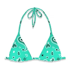 MC2 Saint Barth Swimwear-- Cashmere Pattern Bikini Top - Aqua Green - Luxury Exclusive Collection - Avvenice