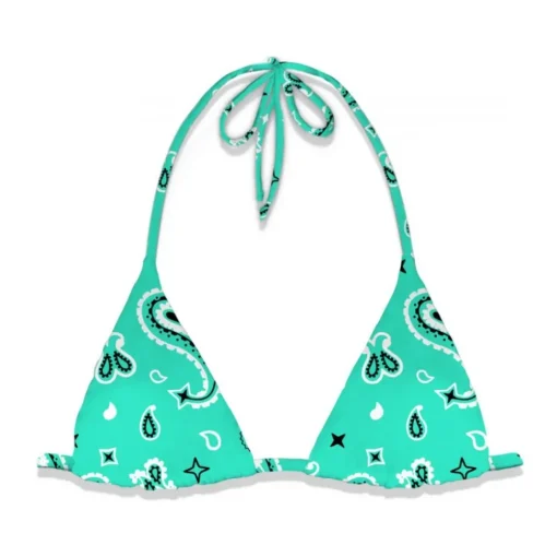 MC2 Saint Barth Swimwear-- Cashmere Pattern Bikini Top - Aqua Green - Luxury Exclusive Collection - Avvenice