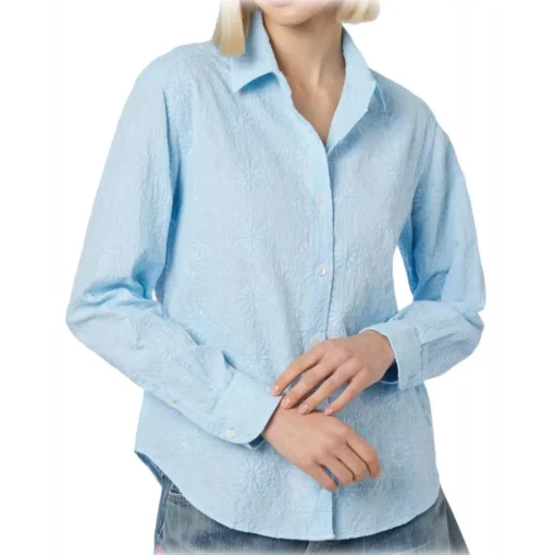 MC2 Saint Barth Shirts-- Classic Sangallo Lace Shirt - Light Blue - Luxury Exclusive Collection - Avvenice