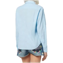 MC2 Saint Barth Shirts-- Classic Sangallo Lace Shirt - Light Blue - Luxury Exclusive Collection - Avvenice