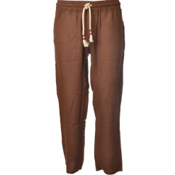 MC2 Saint Barth Trousers-- Jogger Trouser in Linen - Brown - Luxury Exclusive Collection - Avvenice