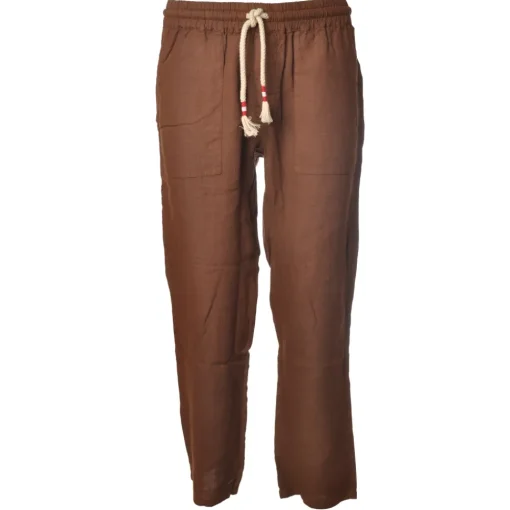 MC2 Saint Barth Trousers-- Jogger Trouser in Linen - Brown - Luxury Exclusive Collection - Avvenice