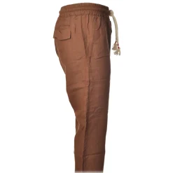 MC2 Saint Barth Trousers-- Jogger Trouser in Linen - Brown - Luxury Exclusive Collection - Avvenice