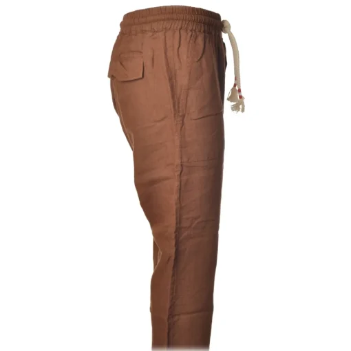 MC2 Saint Barth Trousers-- Jogger Trouser in Linen - Brown - Luxury Exclusive Collection - Avvenice