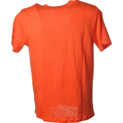 MC2 Saint Barth T-shirt-- T-Shirt in Linen with Pocket - Orange - Luxury Exclusive Collection - Avvenice