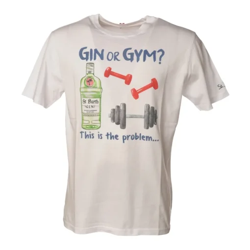 MC2 Saint Barth T-shirt-- T-Shirt Man Gin Problem - White - Luxury Exclusive Collection - Avvenice