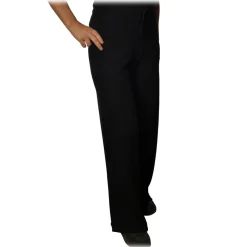 MC2 Saint Barth Trousers-- Wide Leg Trouser in Knitted Yarn - Black - Luxury Exclusive Collection - Avvenice