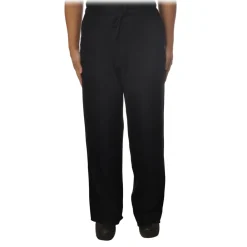 MC2 Saint Barth Trousers-- Wide Leg Trouser in Knitted Yarn - Black - Luxury Exclusive Collection - Avvenice
