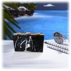 Mikol Marmi Bags-- Mish Nero Marquina Marble Clutch - Real Marble Clutch - Collection - Women's Bag - Avvenice