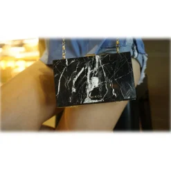 Mikol Marmi Bags-- Mish Nero Marquina Marble Clutch - Real Marble Clutch - Collection - Women's Bag - Avvenice