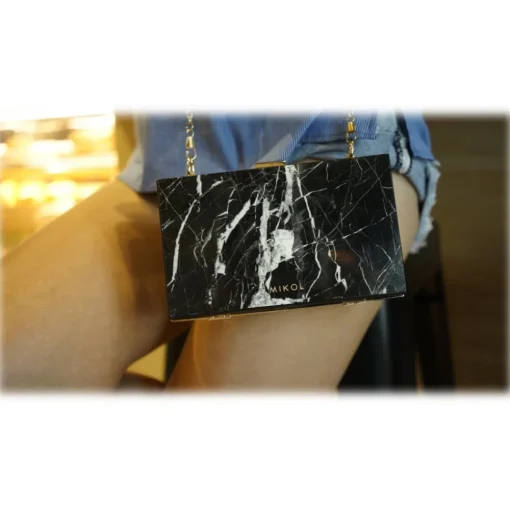Mikol Marmi Bags-- Mish Nero Marquina Marble Clutch - Real Marble Clutch - Collection - Women's Bag - Avvenice