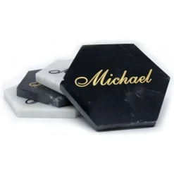Mikol Marmi Home Accessories-- Personalized Coasters in Marquina Black Marble - Real Marble - Living - Collection - Avvenice