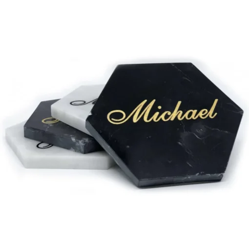 Mikol Marmi Home Accessories-- Personalized Coasters in Marquina Black Marble - Real Marble - Living - Collection - Avvenice