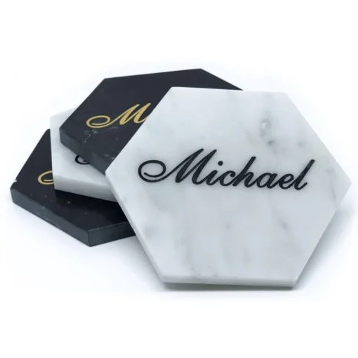 Mikol Marmi Home Accessories-- Personalized Coasters in Marquina Black Marble - Real Marble - Living - Collection - Avvenice