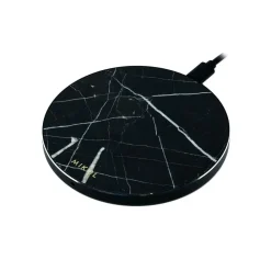 Mikol Marmi Accessories-- Wireless Charging Pad in Black Marble Marquina with USB Cable - Desktop Charger - iPhone - Apple - Samsung - Avvenice