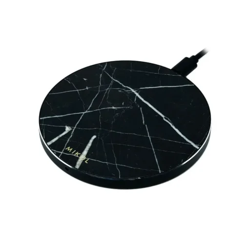 Mikol Marmi Accessories-- Wireless Charging Pad in Black Marble Marquina with USB Cable - Desktop Charger - iPhone - Apple - Samsung - Avvenice