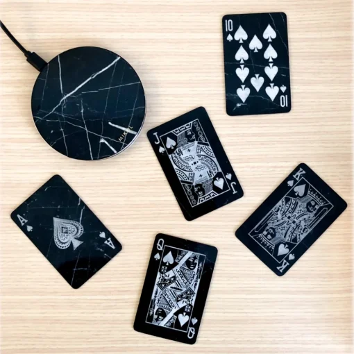 Mikol Marmi Accessories-- Wireless Charging Pad in Black Marble Marquina with USB Cable - Desktop Charger - iPhone - Apple - Samsung - Avvenice