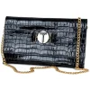 Miriam Tirinzoni Bags-- Black Calf Leather Bag with Crocodile Print - Bags - Luxury Exclusive Collection - Avvenice