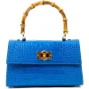 Miriam Tirinzoni Bags-- Blue Calf Leather Bag with Crocodile Print - Bags - Luxury Exclusive Collection - Avvenice