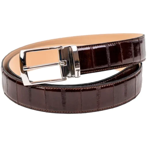 Miriam Tirinzoni Belts-- Brown Eel Leather Belt - Belt - Luxury Exclusive Collection - Avvenice