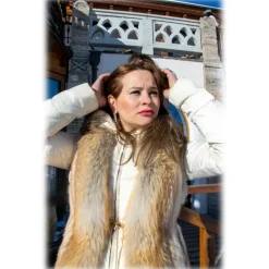 Miriam Tirinzoni Jackets-- Fox Fur Vest - Caramel - Vest - Luxury Exclusive Collection - Avvenice
