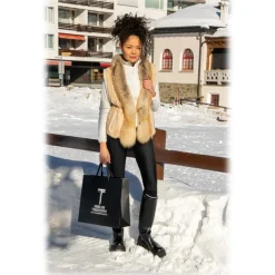 Miriam Tirinzoni Jackets-- Fox Fur Vest - Caramel - Vest - Luxury Exclusive Collection - Avvenice