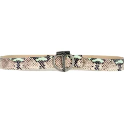Miriam Tirinzoni Belts-- Grey and Green Calf Leather Belt with Python Print - Belt - Luxury Exclusive Collection - Avvenice