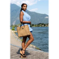Miriam Tirinzoni Bags-- Jacquard Fabric Bag - Brown - Bag - Luxury Exclusive Collection - Avvenice