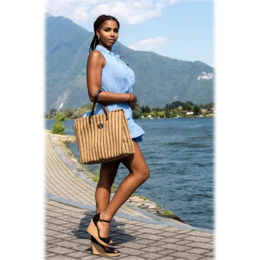 Miriam Tirinzoni Bags-- Jacquard Fabric Bag - Brown - Bag - Luxury Exclusive Collection - Avvenice