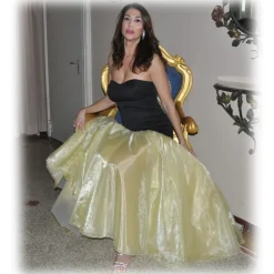Miriam Tirinzoni Dresses-- Long Black Dress with Yellow Tulle on The Bottom - Dresses - Luxury Exclusive Collection - Avvenice