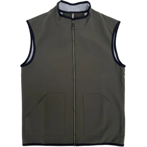 Momo Design Jackets-- Chur Scuba Vest - Military Green Grey - Vest - Made in Italy - Luxury Exclusive Collection - Avvenice