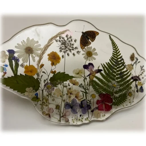 Natusi - Resin Art Home Accessories-- Spring - Artisan Plate with Natural Flowers - Handmade - Furnishings - Home - Avvenice