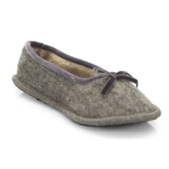 Neck Mate - Asolo Slippers-- Artisan Woman Slippers - Ballerina in Wool Braided Cotta - Medium Gray - Avvenice