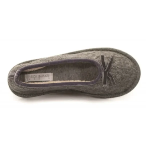 Neck Mate - Asolo Slippers-- Artisan Woman Slippers - Ballerina in Wool Braided Cotta - Medium Gray - Avvenice