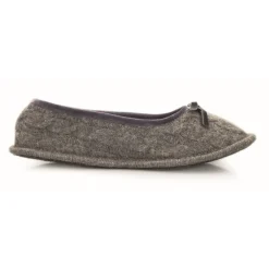 Neck Mate - Asolo Slippers-- Artisan Woman Slippers - Ballerina in Wool Braided Cotta - Medium Gray - Avvenice