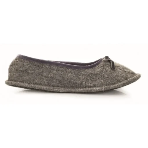 Neck Mate - Asolo Slippers-- Artisan Woman Slippers - Ballerina in Wool Braided Cotta - Medium Gray - Avvenice