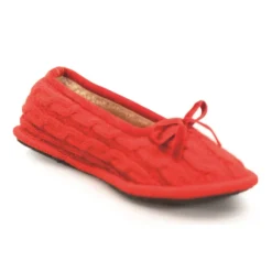 Neck Mate - Asolo Slippers-- Artisan Woman Slippers - Ballerina in Wool Braided Cotta - Red - Avvenice