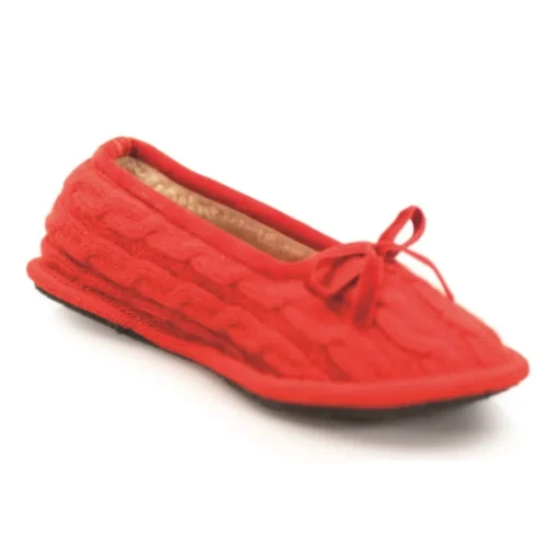 Neck Mate - Asolo Slippers-- Artisan Woman Slippers - Ballerina in Wool Braided Cotta - Red - Avvenice
