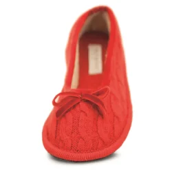 Neck Mate - Asolo Slippers-- Artisan Woman Slippers - Ballerina in Wool Braided Cotta - Red - Avvenice
