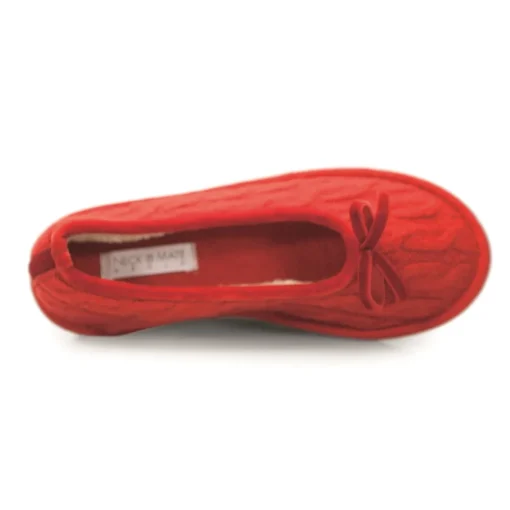 Neck Mate - Asolo Slippers-- Artisan Woman Slippers - Ballerina in Wool Braided Cotta - Red - Avvenice