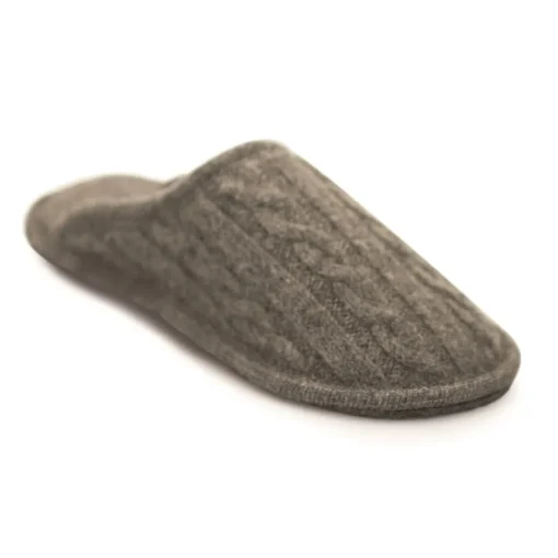 Neck Mate - Asolo Slippers-- Artisan Man Slippers - Wool Braided Cotta - Medium Grey - Avvenice