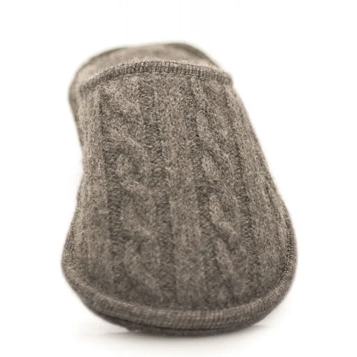 Neck Mate - Asolo Slippers-- Artisan Man Slippers - Wool Braided Cotta - Medium Grey - Avvenice